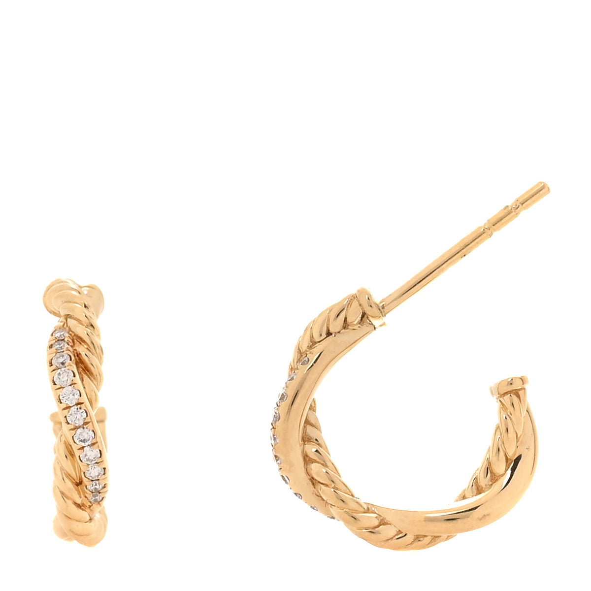 18K Yellow Gold Diamond Petite Infinity Huggie Hoop Earrings