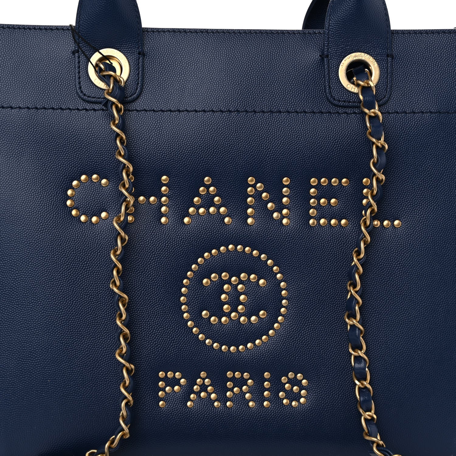 Chanel Caviar Small Studded Deauville Tote Navy 7 of 9