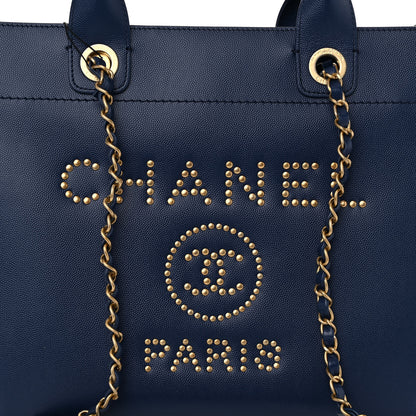 Chanel Caviar Small Studded Deauville Tote Navy 7 of 9