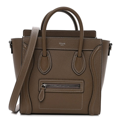 Celine Drummed Calfskin Nano Luggage Souris 1 of 10