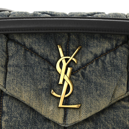 Saint Laurent Denim Quilted Small Loulou Puffer Monogram Chain Satchel Rodeo Blue 7 of 9