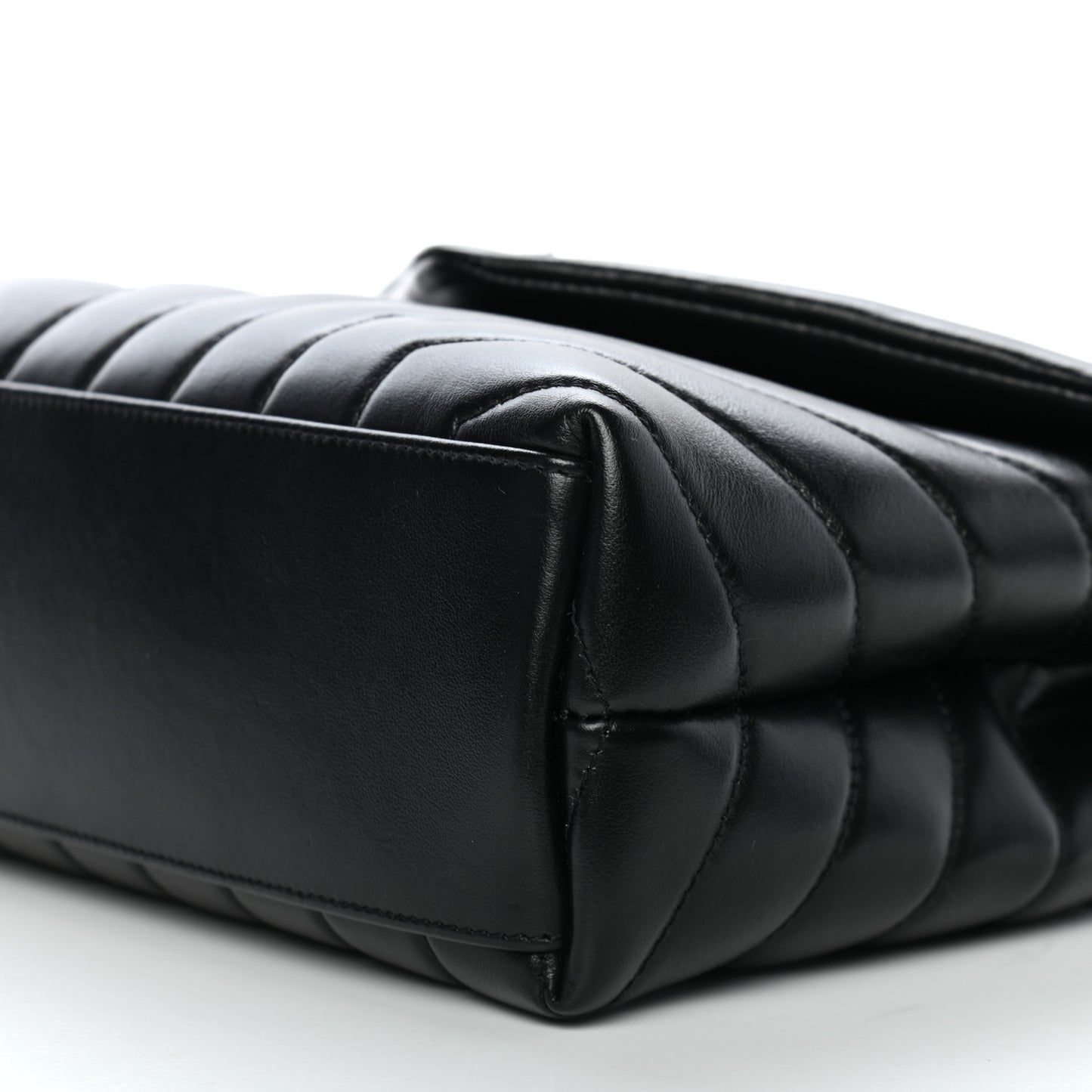 Calfskin Y Quilted Monogram Small Loulou Chain Satchel Black
