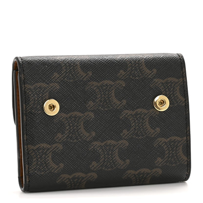 Celine Canvas Triomphe Compact Triomphe Wallet With Coin Purse Tan 4 of 11