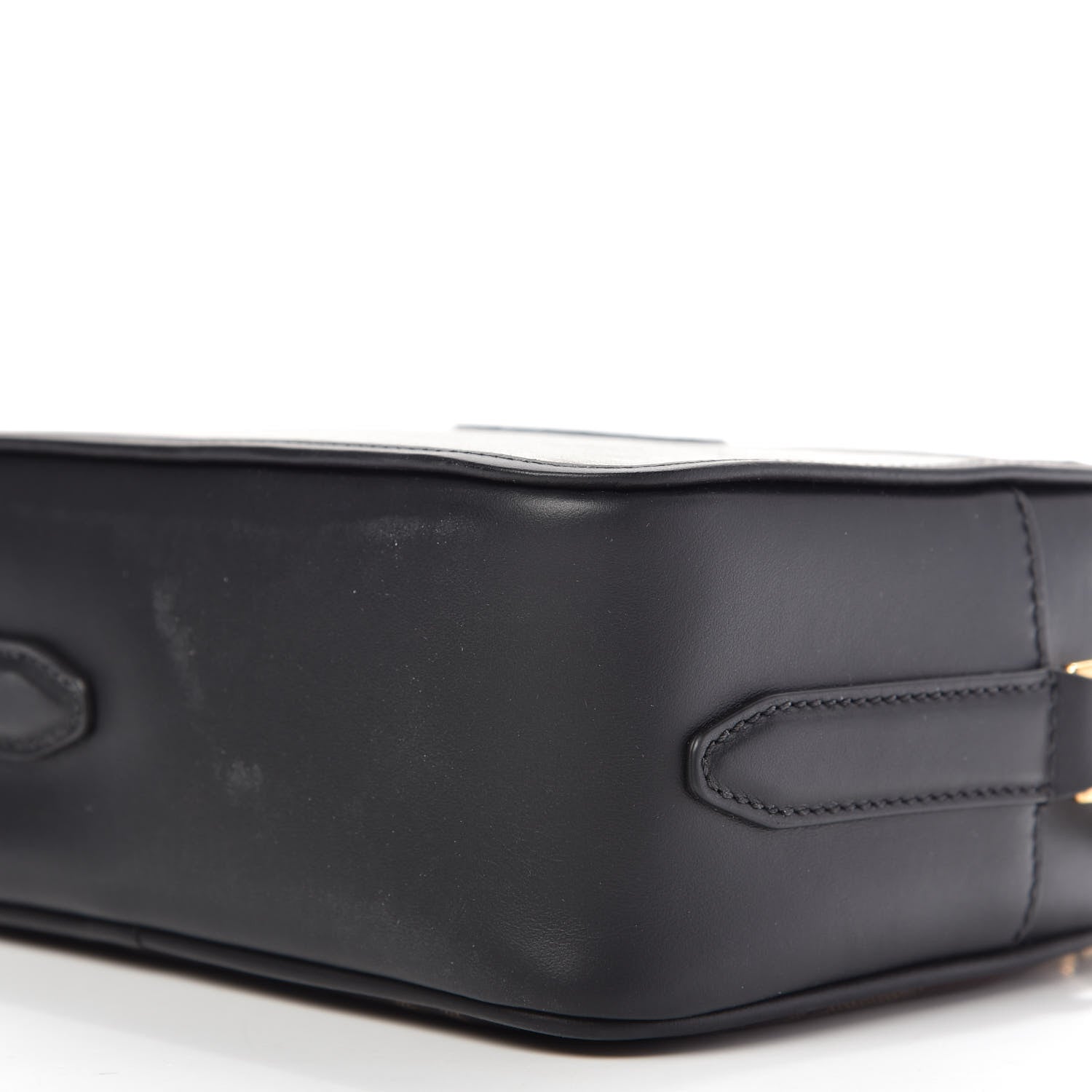 Fendi Glazed Fabric Vitello Century FF 1974 Stamp Patch Camera Case Mogano Panna Black 7 of 9