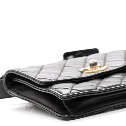 Chanel Lambskin Quilted Flap Waist Belt Bag 75 30 Black 9 of 10