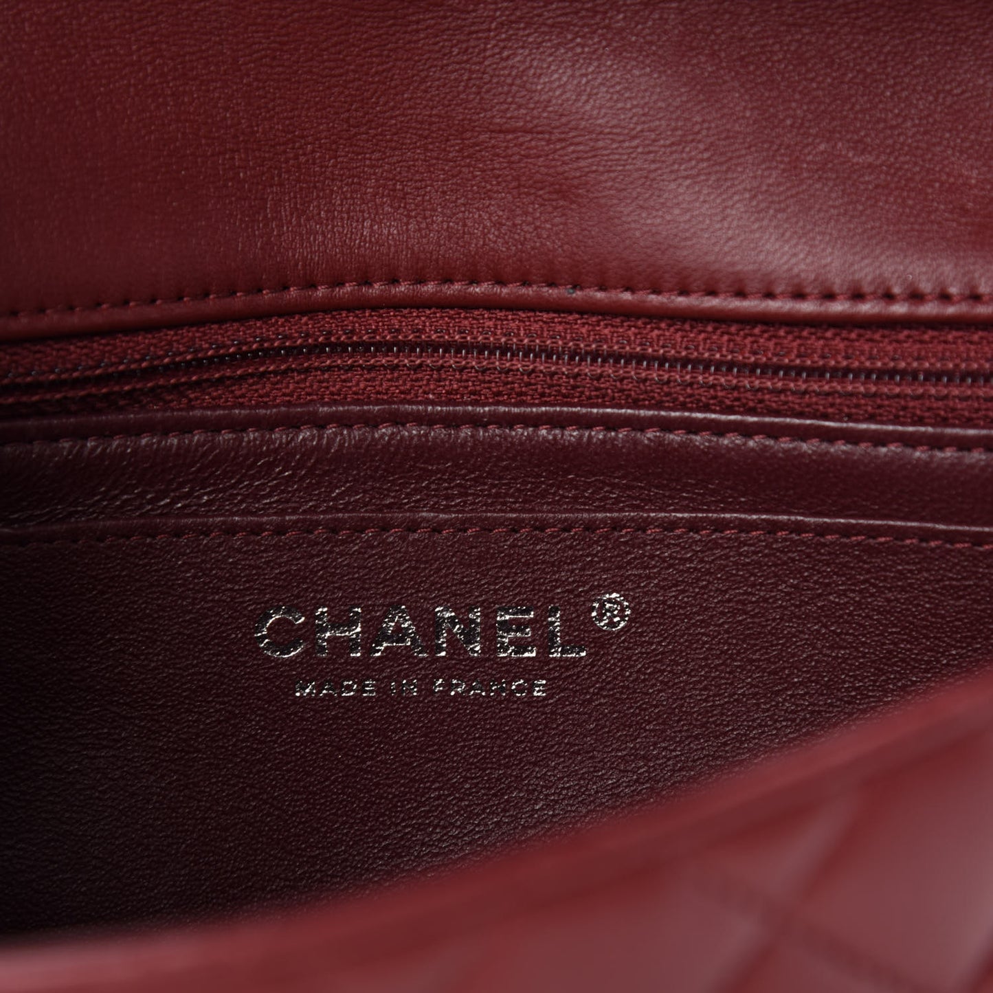 Lambskin Quilted Mini Rectangular Flap Burgundy