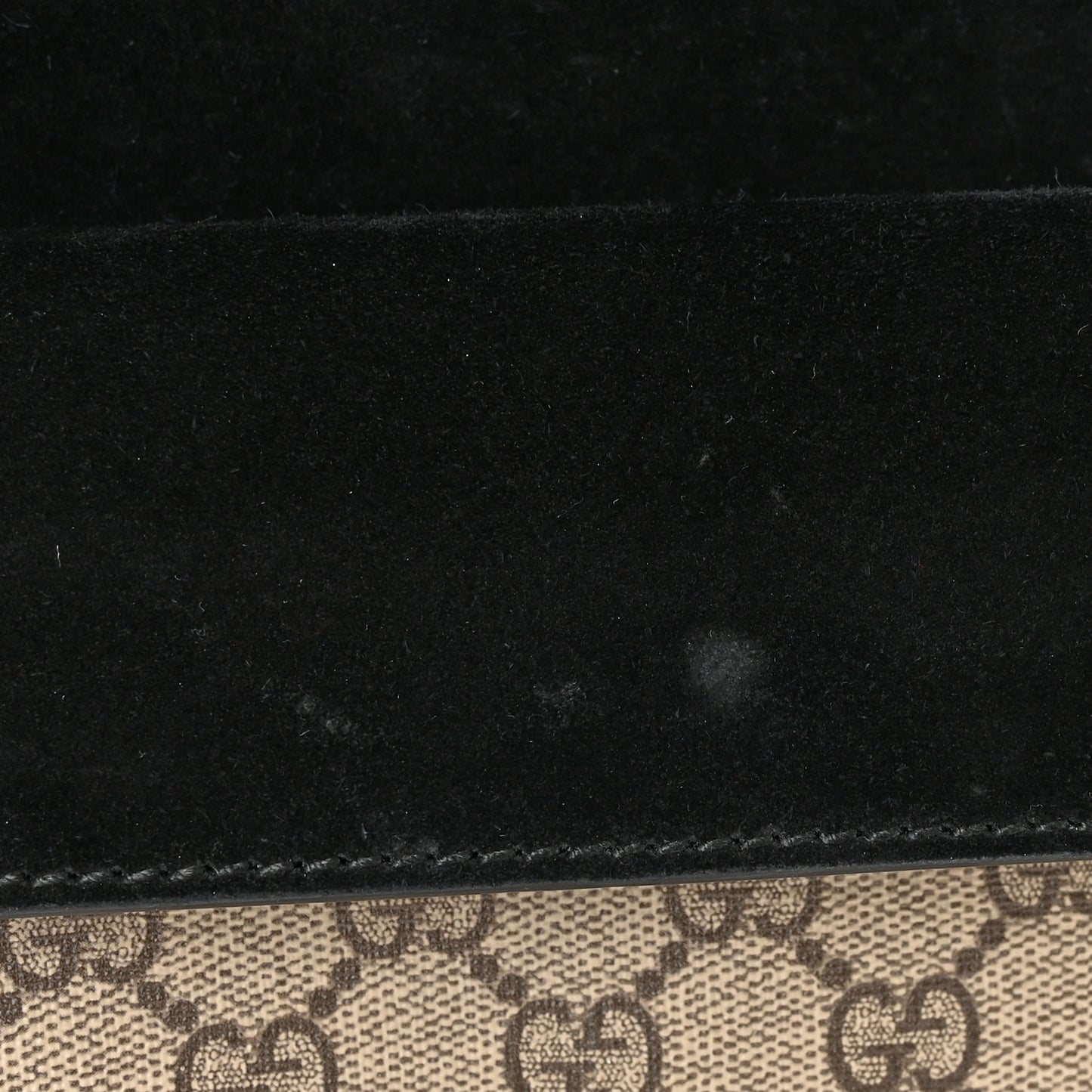 GG Supreme Monogram Suede Crystal Small Dionysus Shoulder Bag Beige Ebony Black
