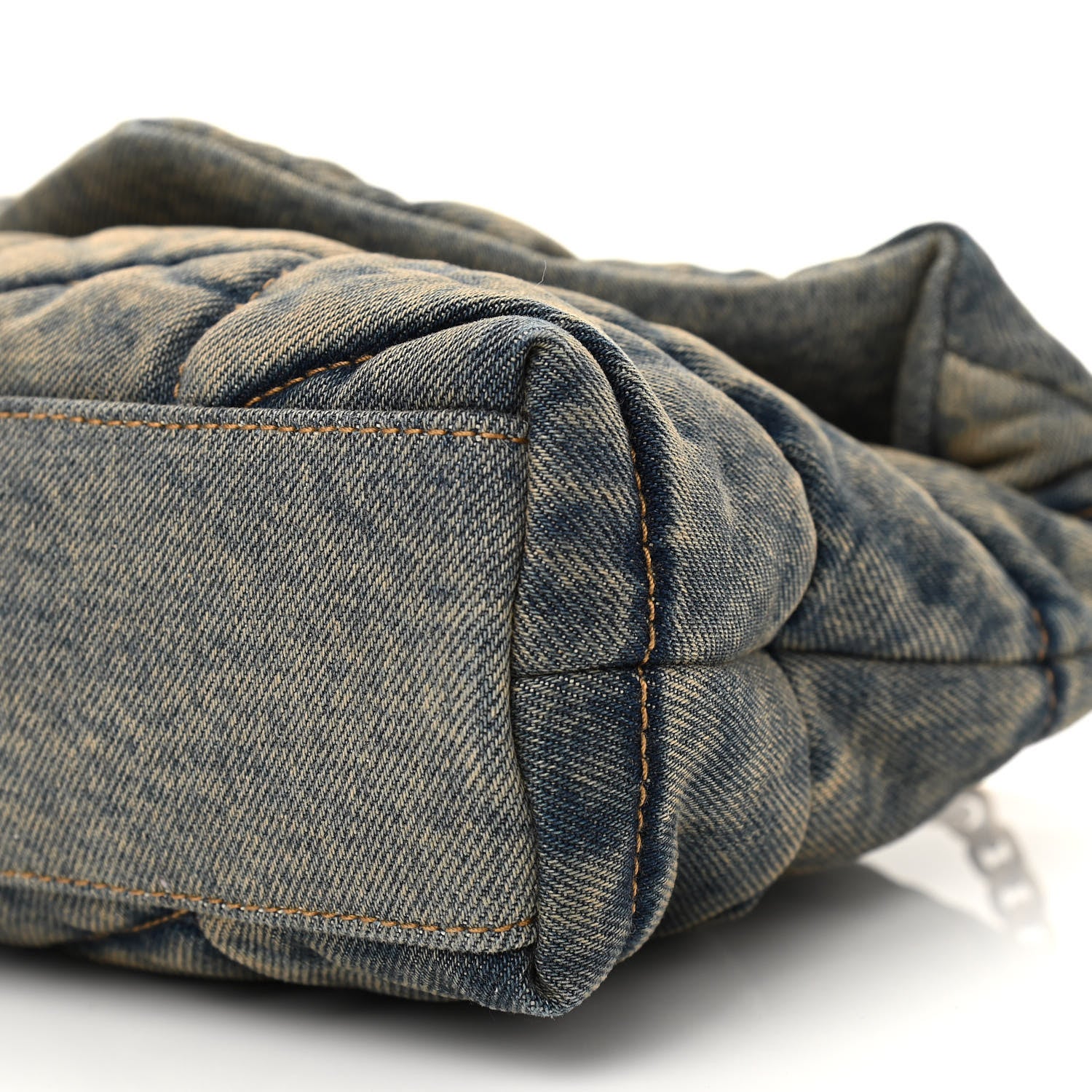 Saint Laurent Denim Quilted Toy Loulou Puffer Monogram Chain Satchel Blue Black 10 of 10