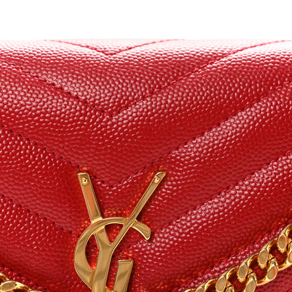Saint Laurent Grain De Poudre Matelasse Chevron Monogram Chain Wallet Rouge Eros 7 of 9
