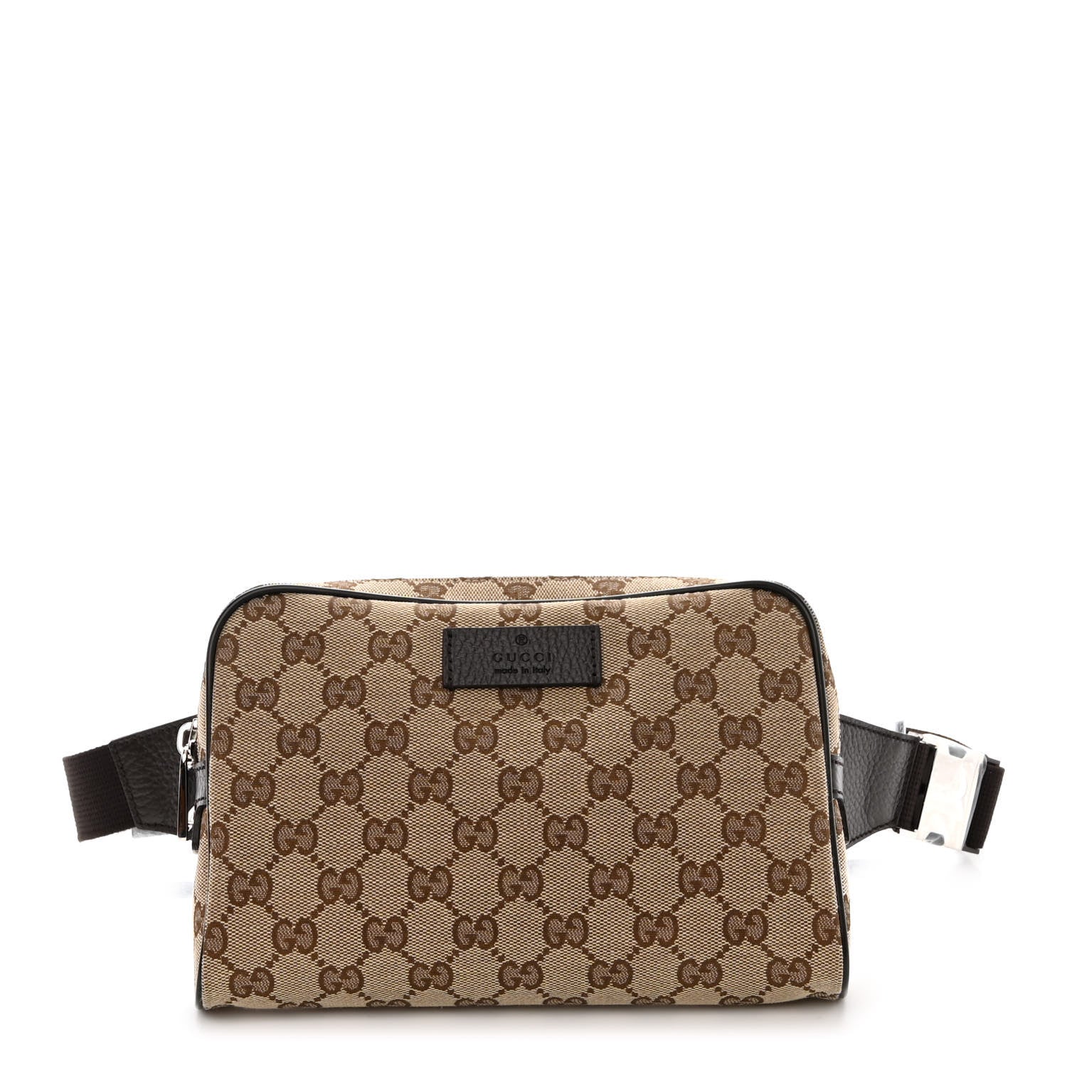 Gucci Monogram Dollar Calfskin Belt Bag Beige Ebony Testa di Moro Marrone Scuro 1 of 10
