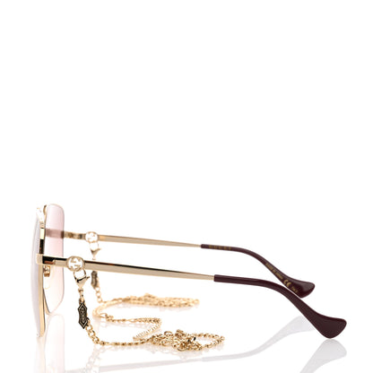 Gucci Metal Navigator Square Chain Sunglasses GG1089S Gold Pink 3 of 8