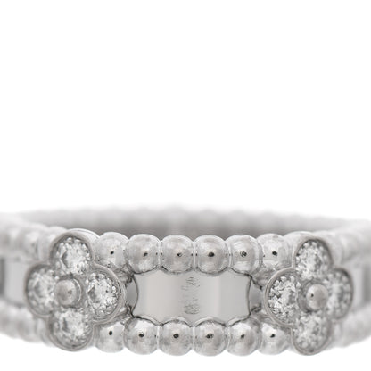 Van Cleef & Arpels 18K White Gold Diamond Sweet Perlee Clovers Ring 50 5.5 4 of 6