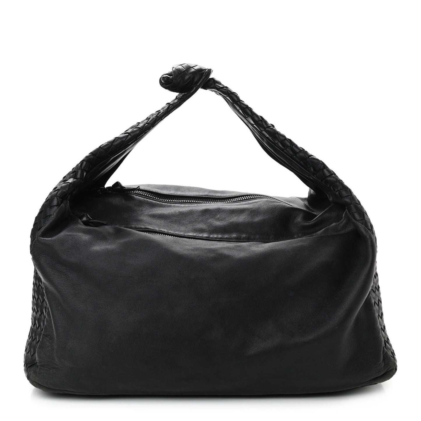 Nappa Intrecciato Large Knot Hobo Black