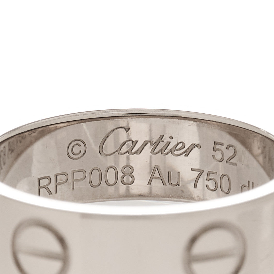 18K White Gold 5.5mm LOVE Ring 52 6