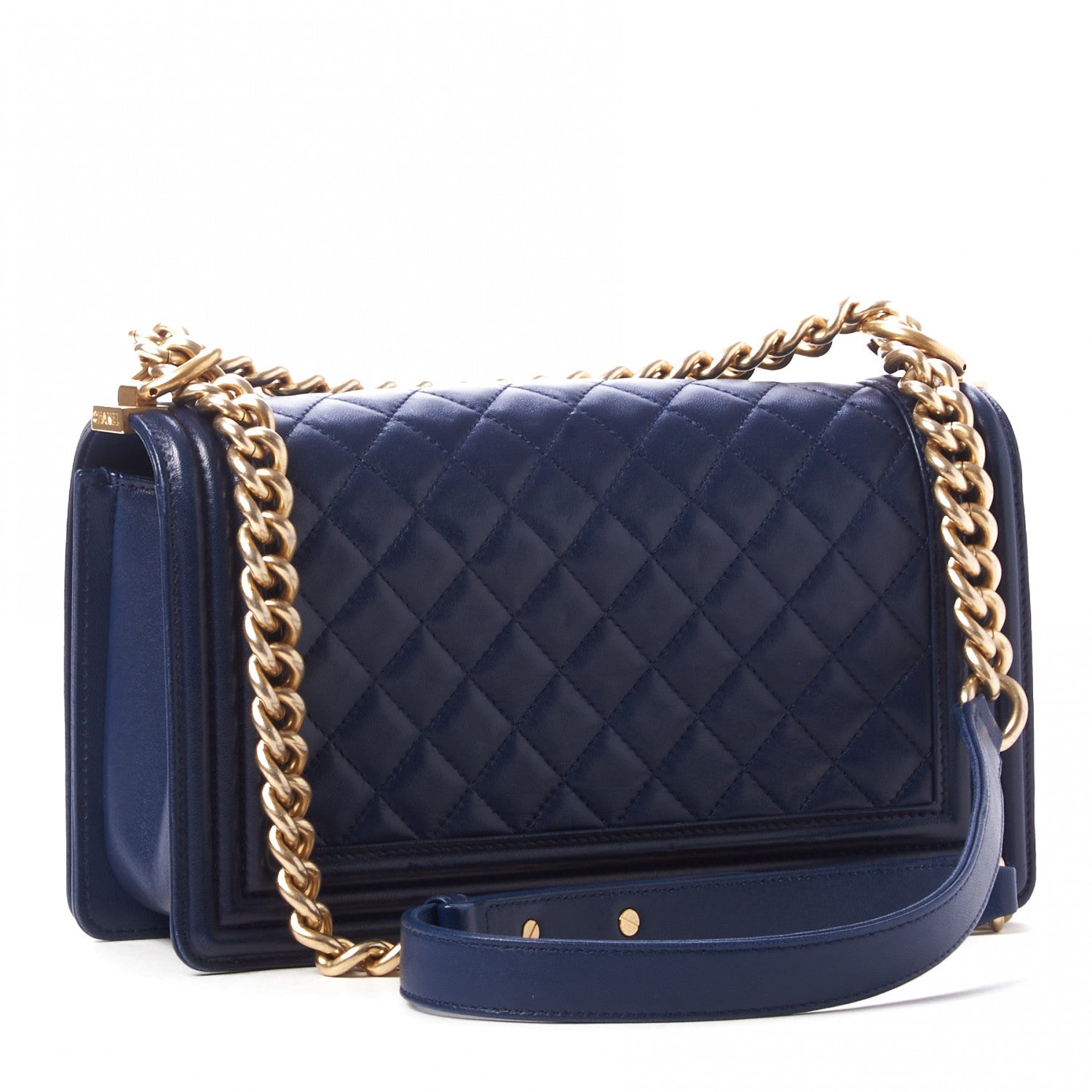 Chanel Lambskin Quilted Medium Boy Flap Dark Navy 2 of 9