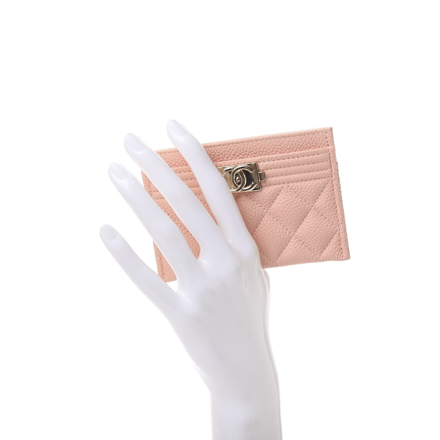 Chanel Caviar Quilted Boy Card Holder Light Pink 2 of 12