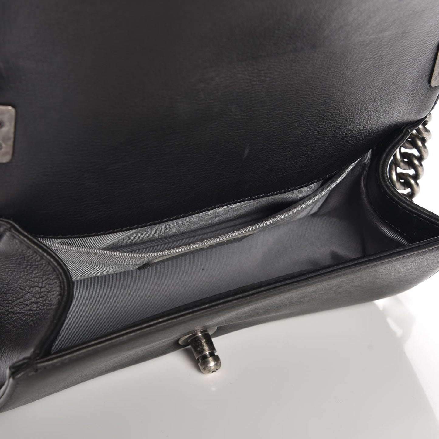 Calfskin Quilted Small Boy Flap Black
