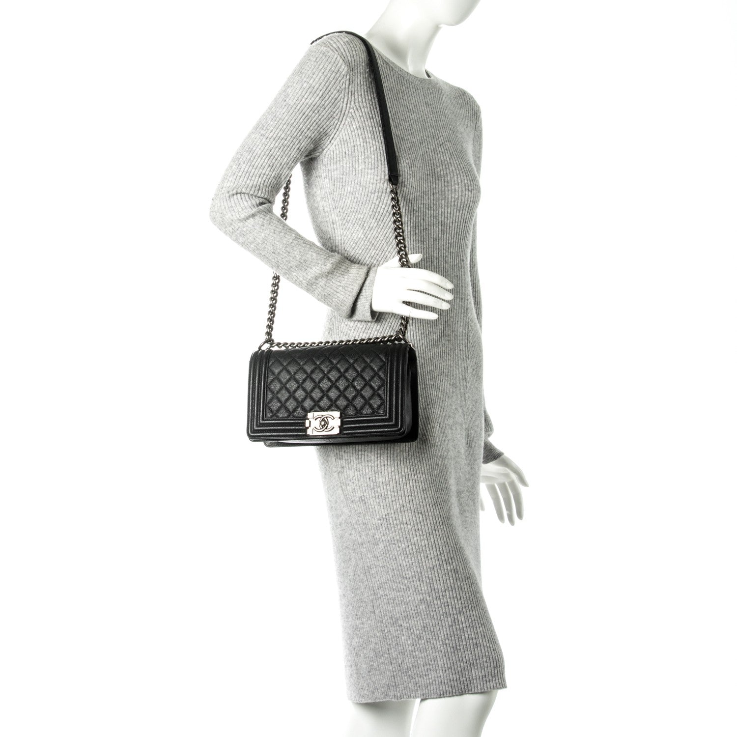 Chanel Caviar Quilted Medium Boy Flap Black 2 of 8