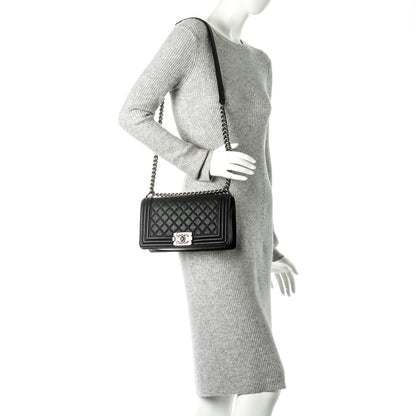 Chanel Caviar Quilted Medium Boy Flap Black 2 of 8