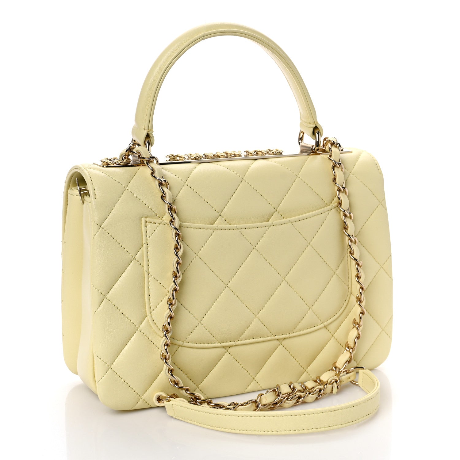 Chanel Lambskin Quilted Small Trendy Chain CC Dual Handle Flap Bag Yellow 3 of 9