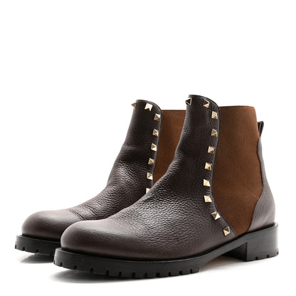 Valentino Garavani Calfskin Rockstud Beatle Chelsea 20mm Ankle Boots 40 Fondant 3 of 11