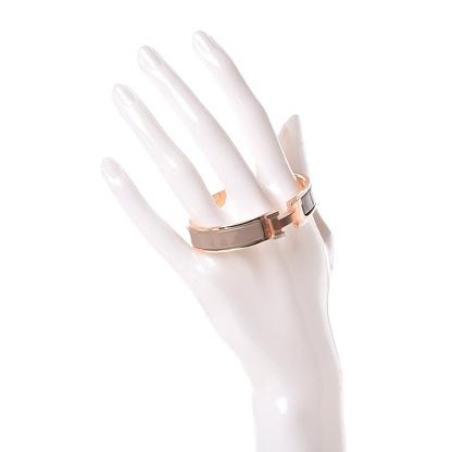 Hermes Enamel Clic Clac H Narrow Bracelet PM Marron Glace 2 of 5