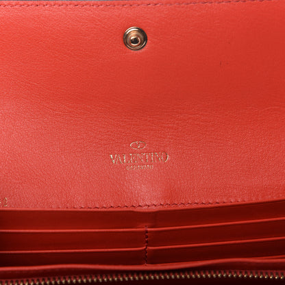 Valentino Garavani Calfskin Rockstud Wristlet Travel Wallet Deep Coral 6 of 7