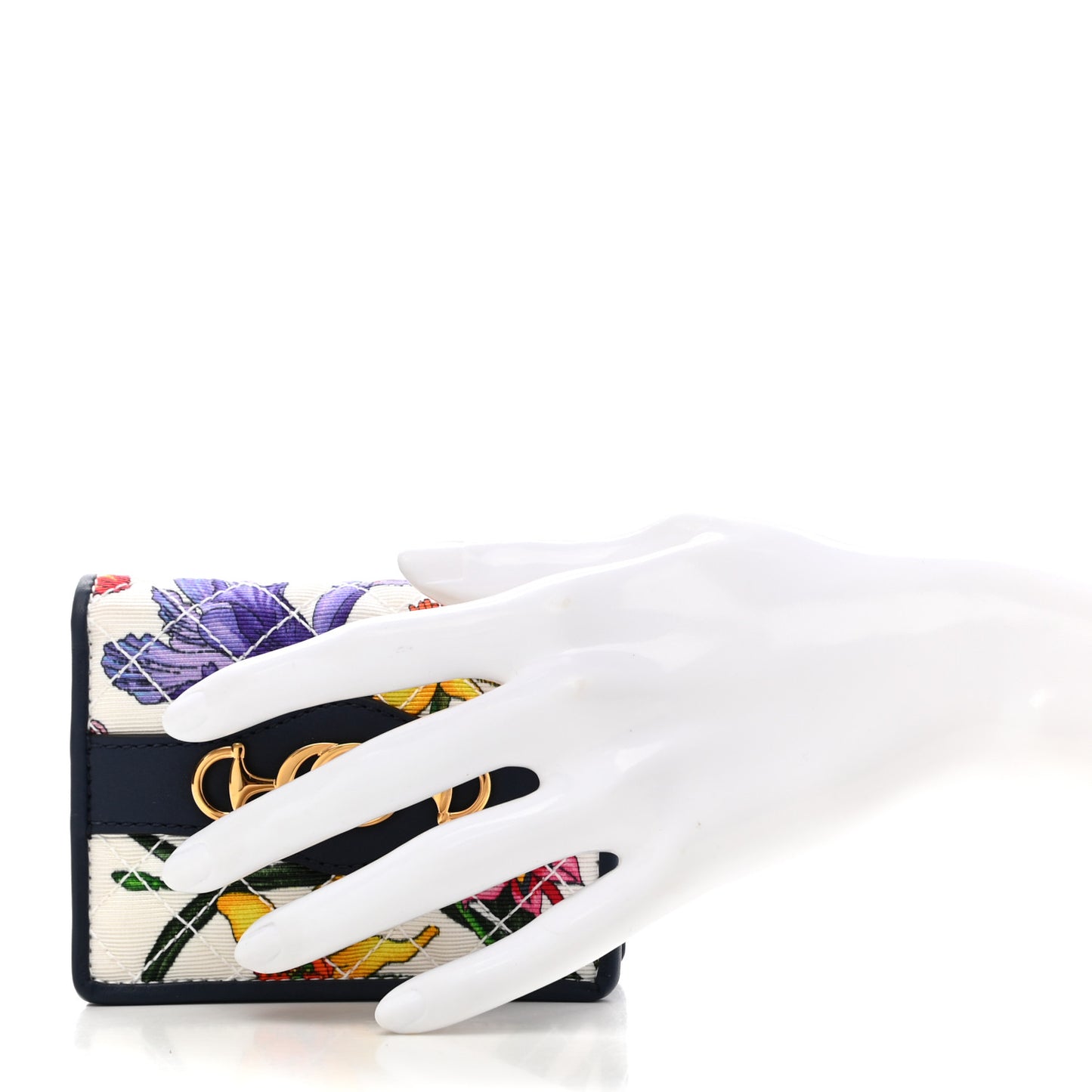 Canvas Flora Floral Trapuntata Zumi Card Case Wallet Great White Multicolor Blue Agata
