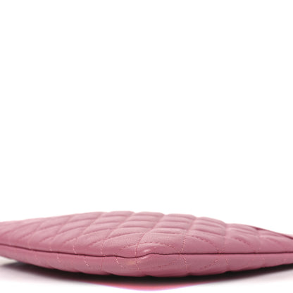 Chanel Sheepskin Quilted Mademoiselle Vintage Large Zip Pouch Pink 18 of 18