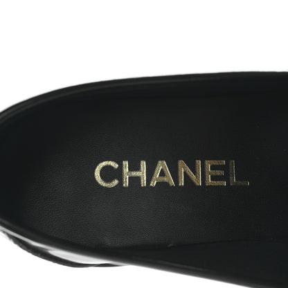 Chanel Shiny Calfskin Logo Loafers 39 Black 8 of 9