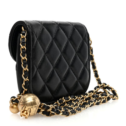 Chanel Lambskin Quilted Pearl Crush Waist Bag Black 3 of 10