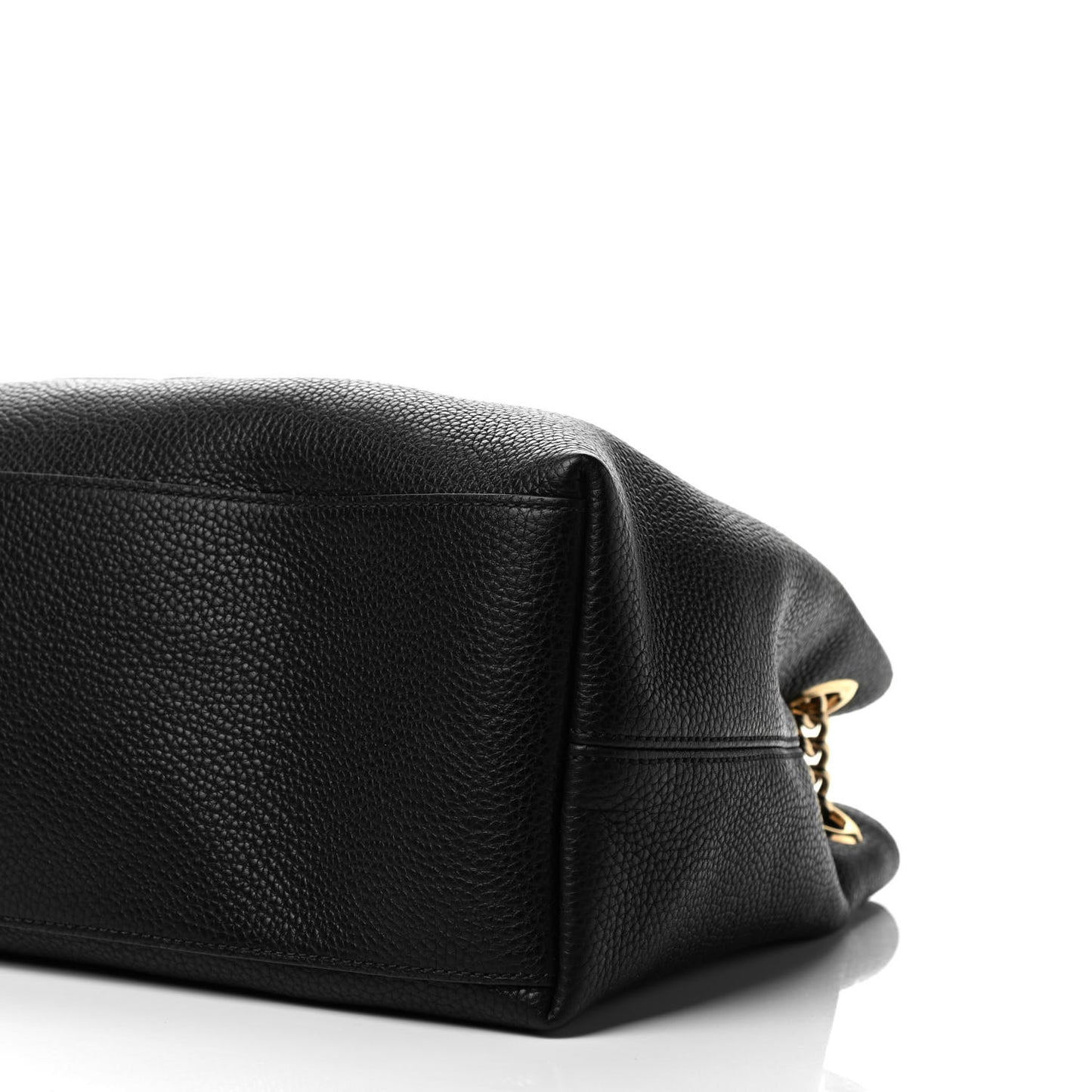 Pebbled Calfskin Medium Soho Chain Shoulder Bag Black
