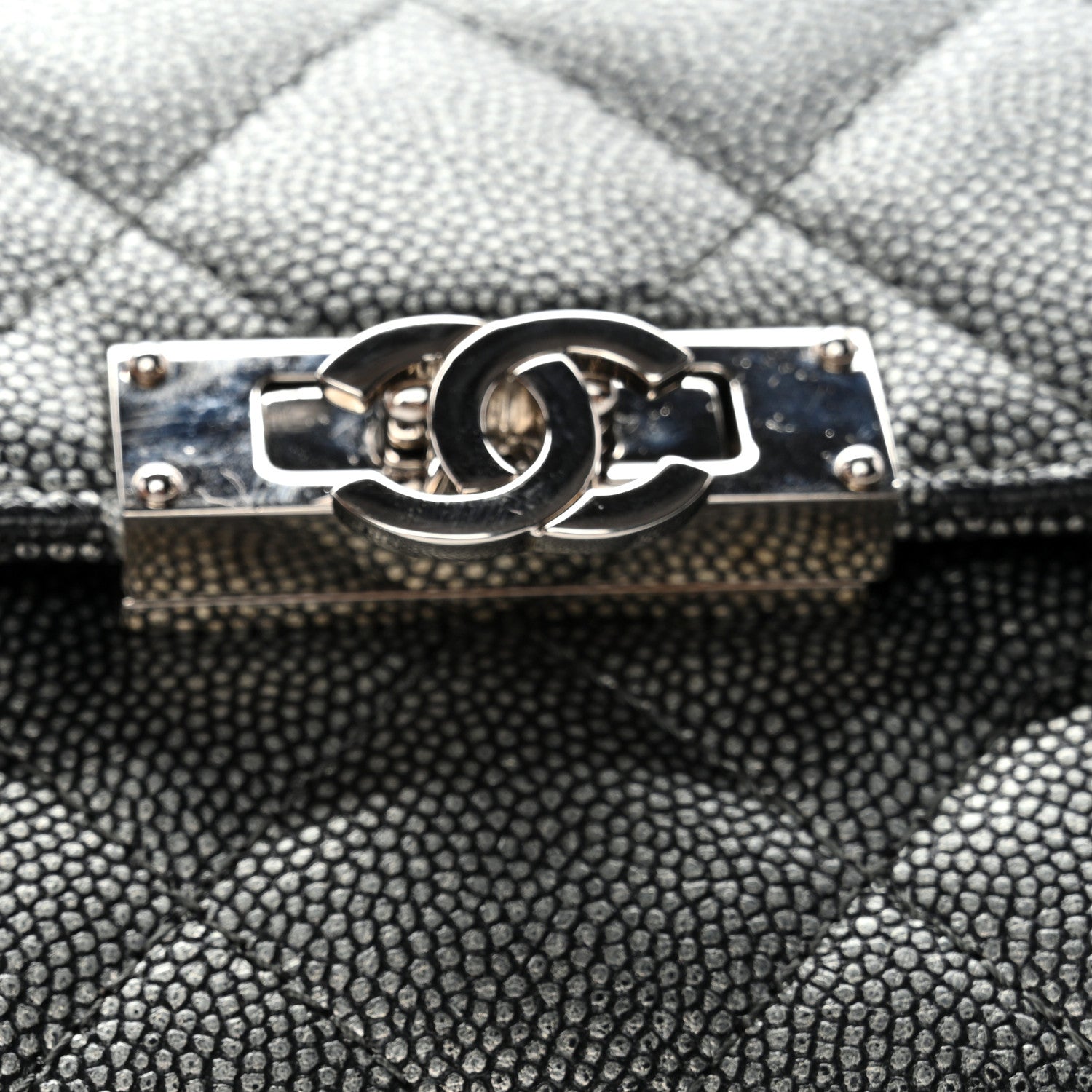 Chanel Metallic Caviar Quilted Large Golden Class Gusset Flap Wallet Dark Grey 15 of 16
