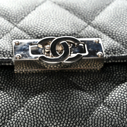 Chanel Metallic Caviar Quilted Large Golden Class Gusset Flap Wallet Dark Grey 15 of 16