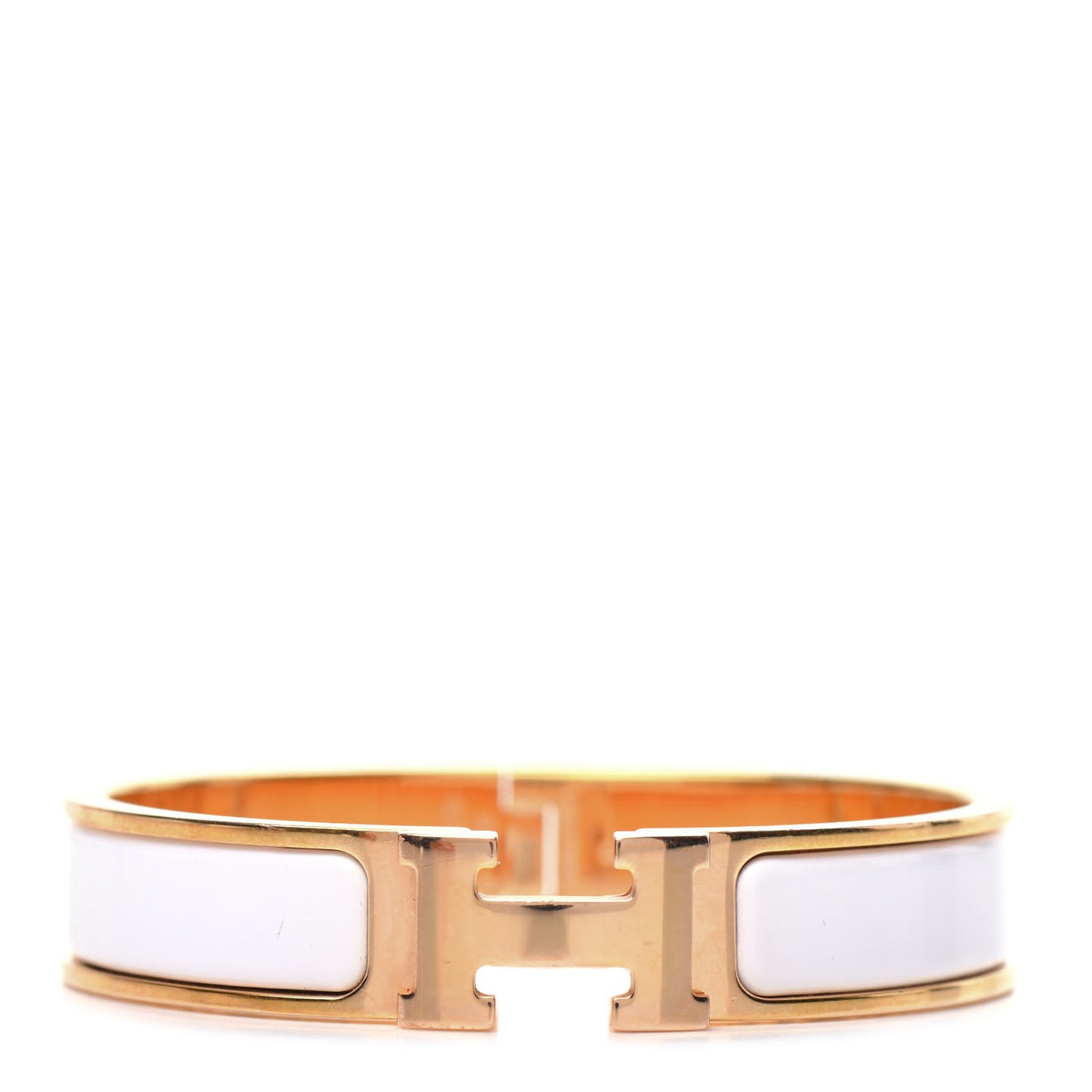 Enamel Narrow Clic Clac H Bracelet PM White