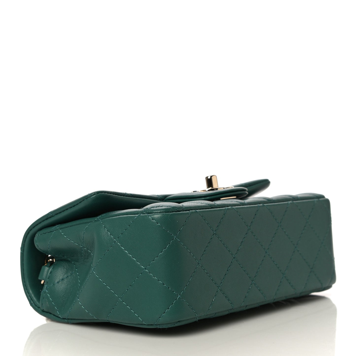 Lambskin Quilted Mini Rectangular Flap Dark Green