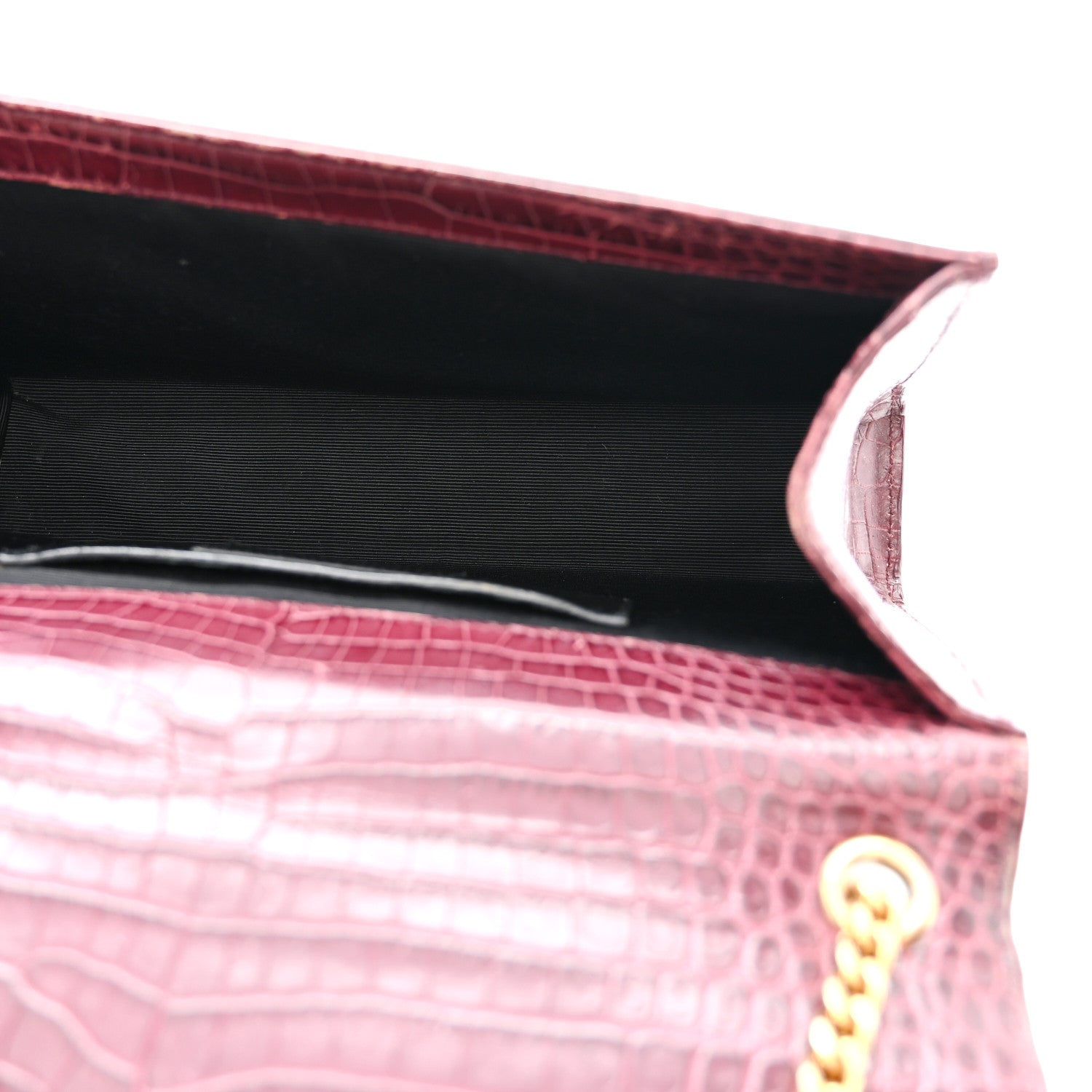 Saint Laurent Calfskin Crocodile Embossed Medium Classic Monogram Kate Tassel Satchel Dark Red 5 of 15