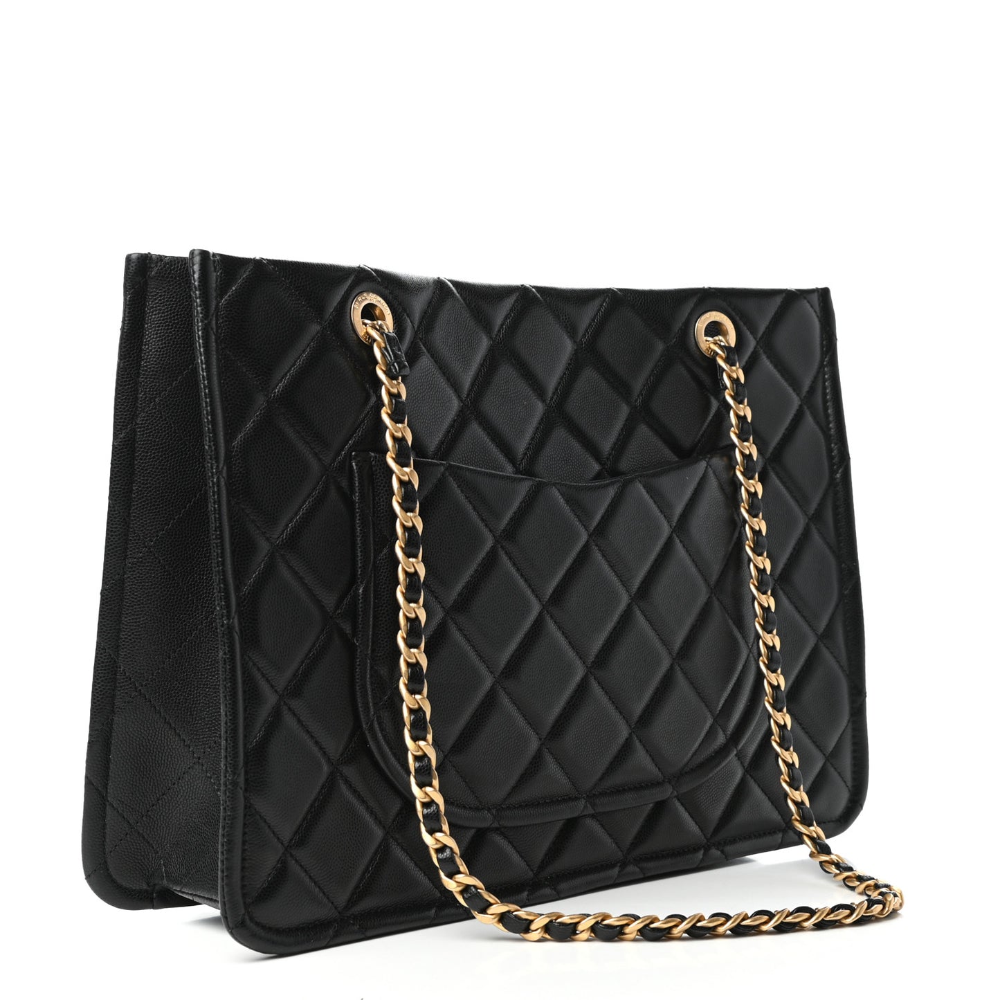 Caviar Quilted Sweet Classic Shopping Tote Black