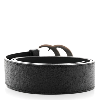 Gucci Textured Dollar Calfskin Nickel Double G 40mm Belt 90 36 Black 2 of 5
