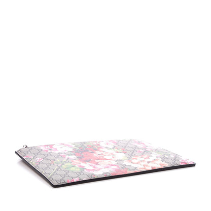 Gucci GG Supreme Monogram Blooms Suede Large Zip Pouch Beige Multicolor Dry Rose 4 of 7