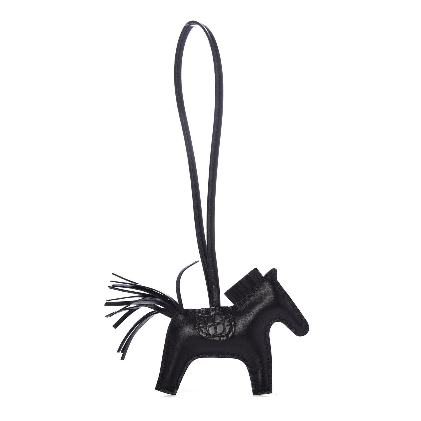 Milo Lambskin Matte Alligator Touch Grigri Rodeo Horse Bag Charm PM So Black