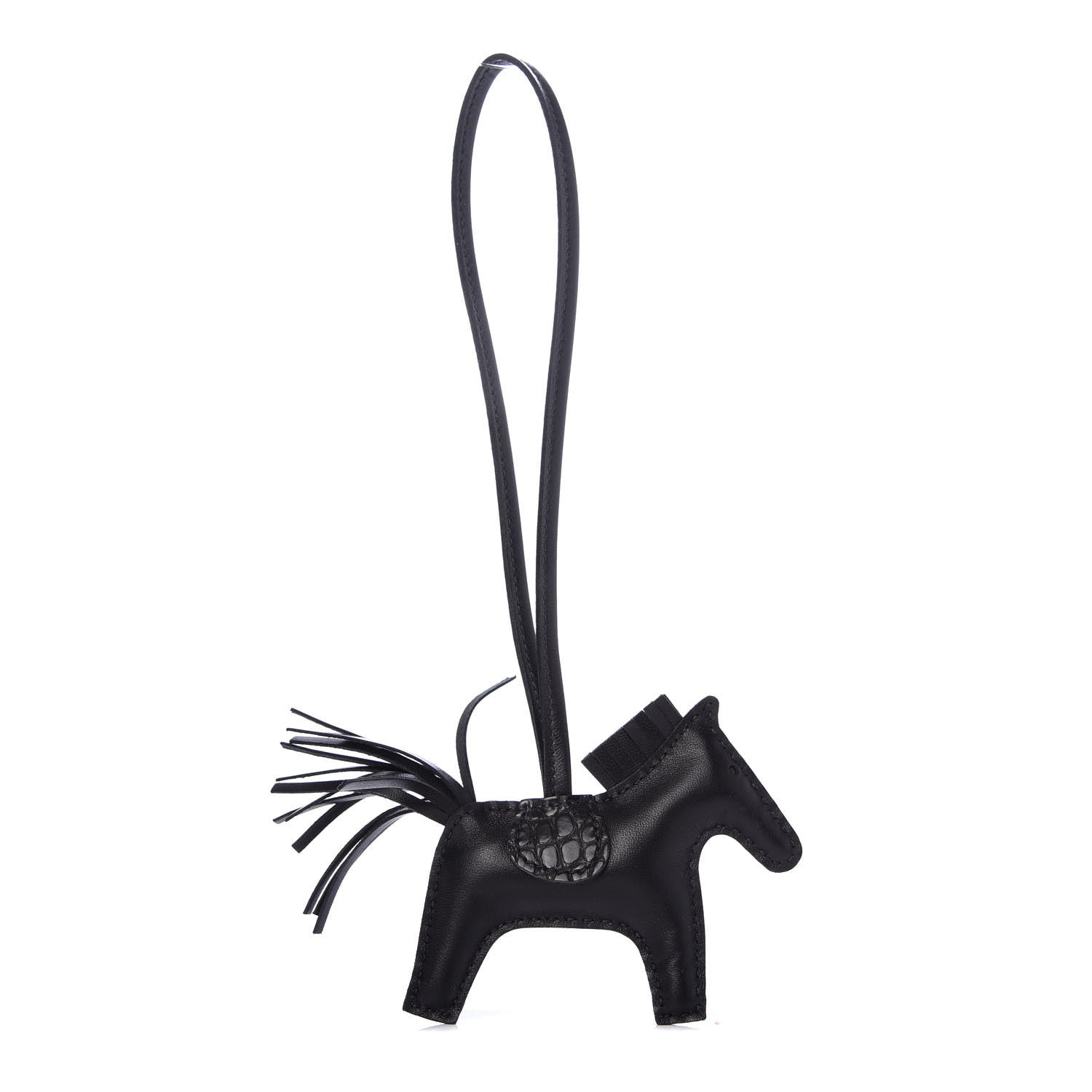 Hermes Milo Lambskin Matte Alligator Touch Grigri Rodeo Horse Bag Charm PM So Black 1 of 4