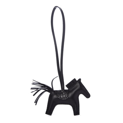 Hermes Milo Lambskin Matte Alligator Touch Grigri Rodeo Horse Bag Charm PM So Black 1 of 4