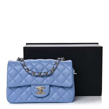 Chanel Lambskin Quilted Mini Rectangular Flap Light Blue 12 of 12