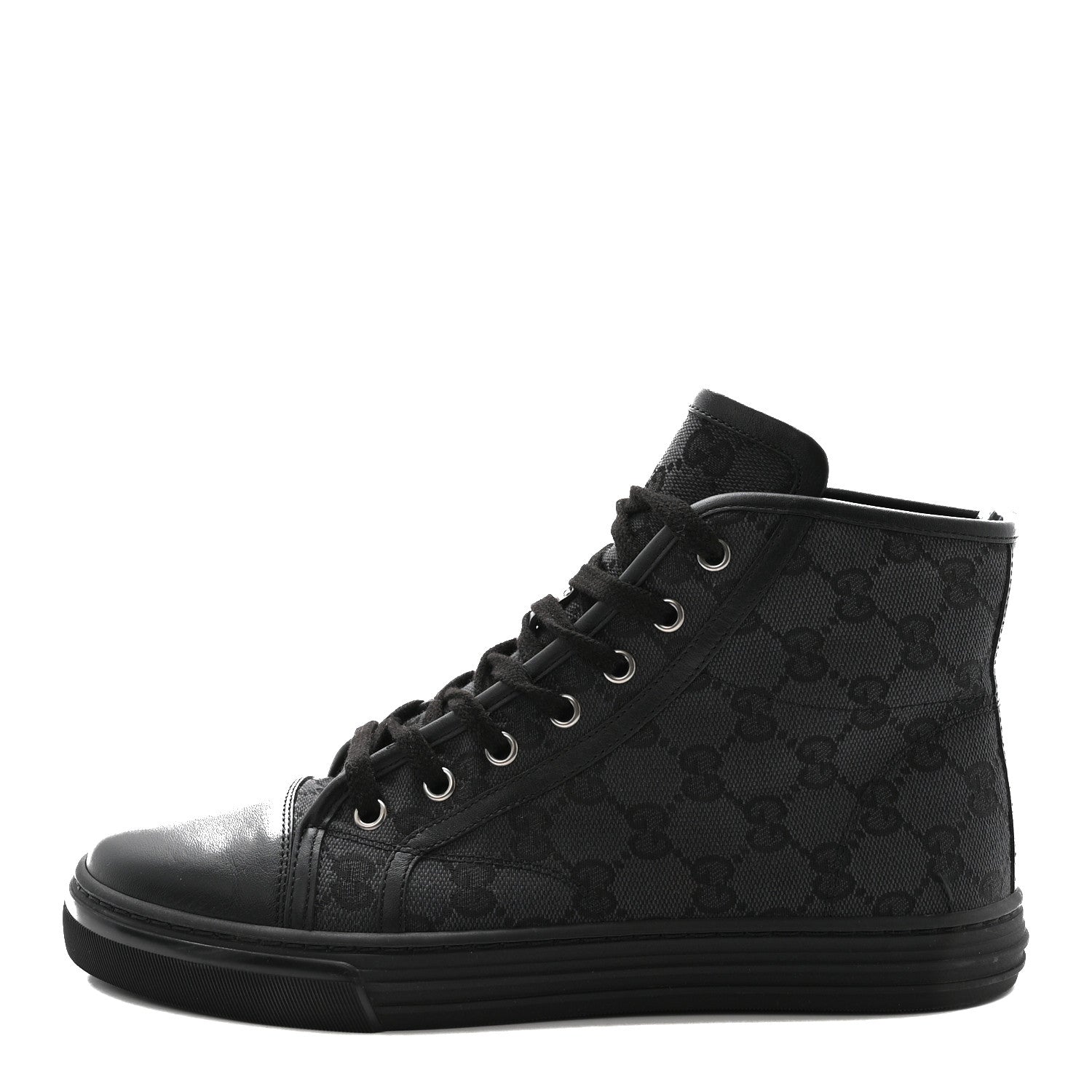 Gucci Monogram High Top Sneakers 38 Black 1 of 8