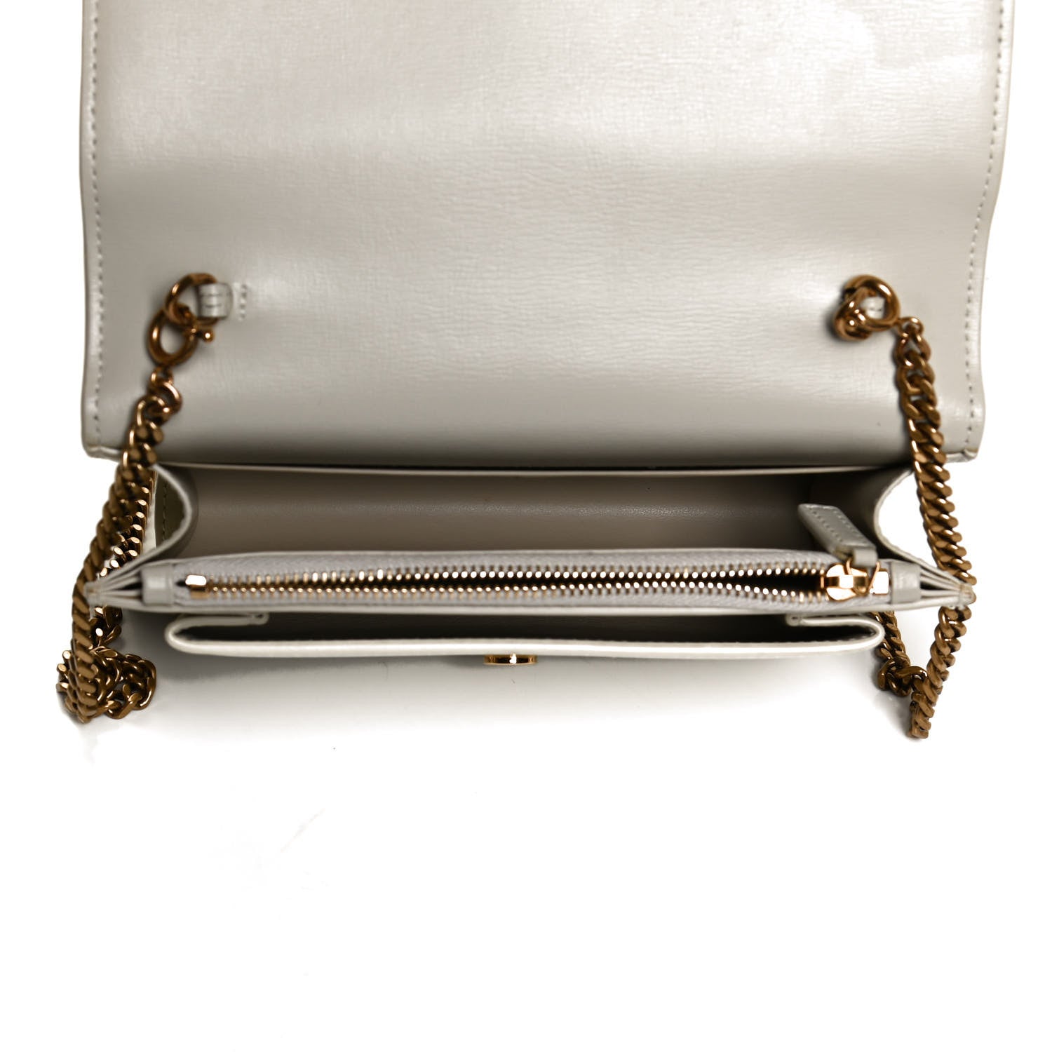 Saint Laurent Calfskin Monogram Sunset Chain Wallet Blanc Vintage 5 of 9