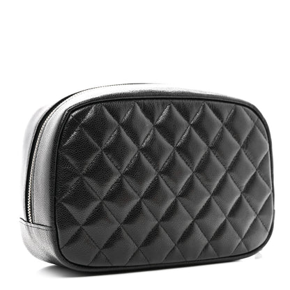 Chanel Caviar Quilted Medium Curvy Pouch Cosmetic Case Black 3 of 8