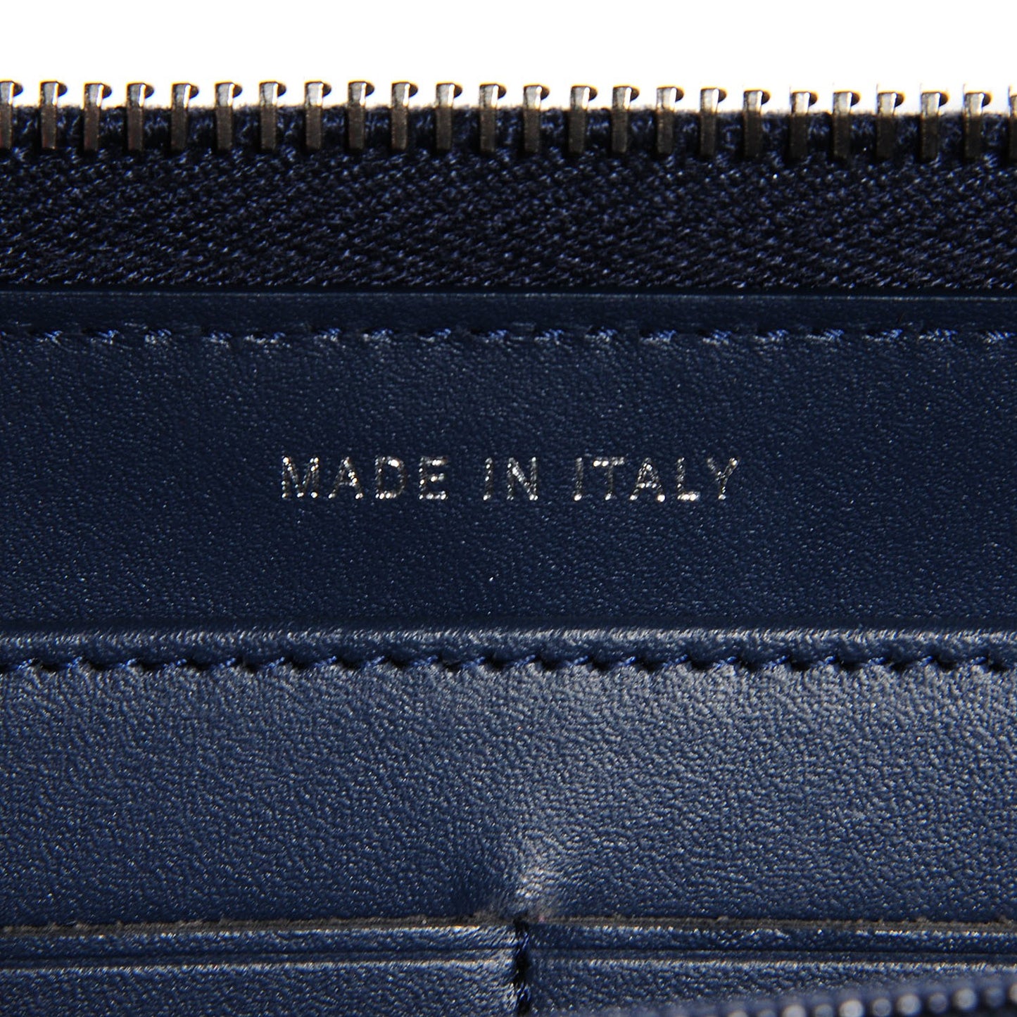 Patent Chevron Zip Around Wallet Blue