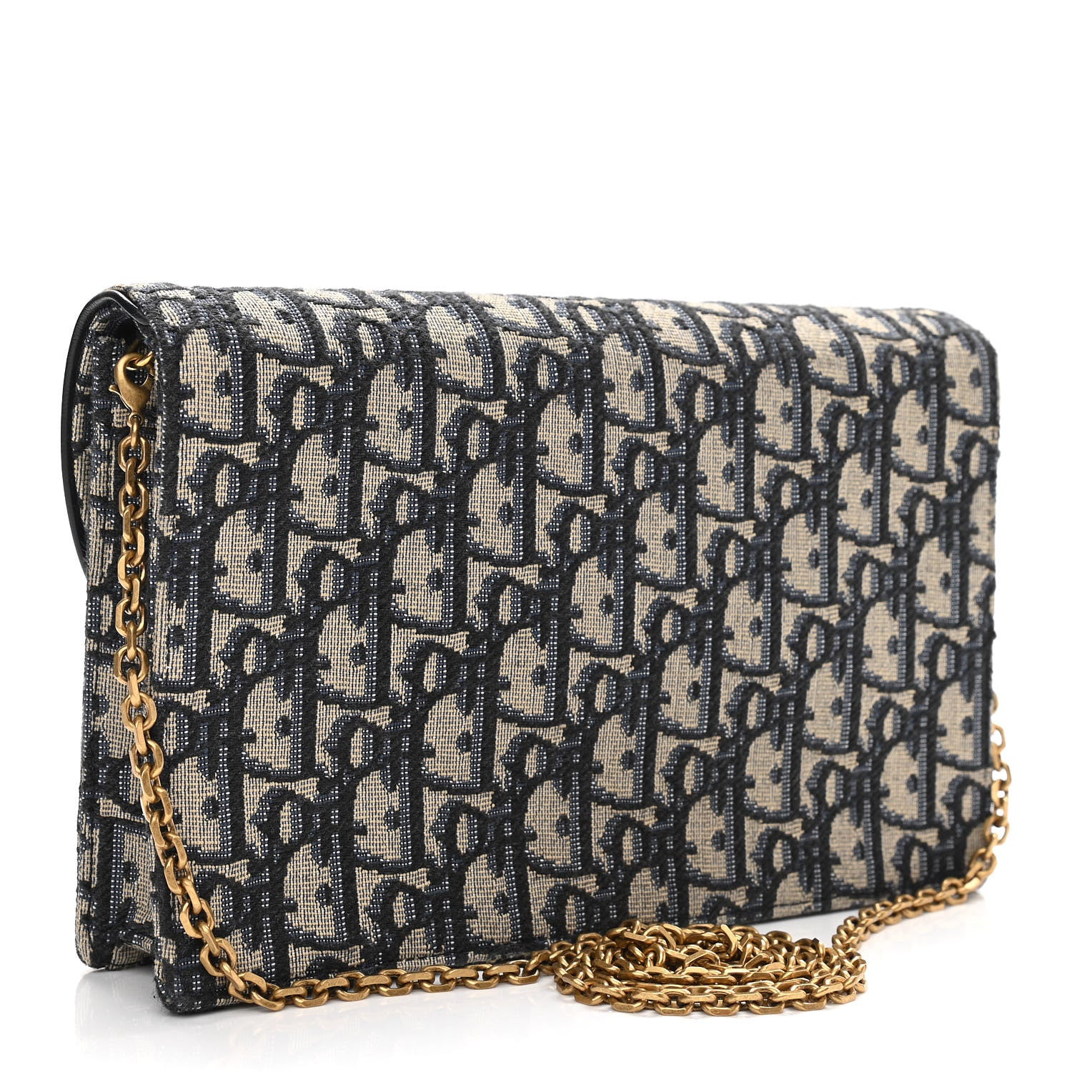 Christian Dior Oblique Saddle Chain Pouch Blue 3 of 11