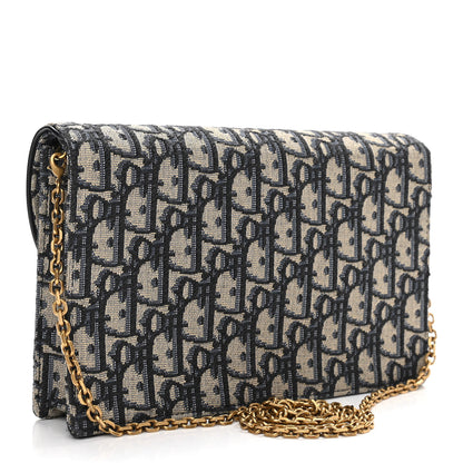 Christian Dior Oblique Saddle Chain Pouch Blue 3 of 11